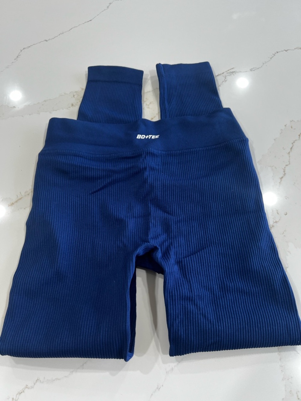 BO+TEE Ribbed Navy Blue High-Waist Leggings